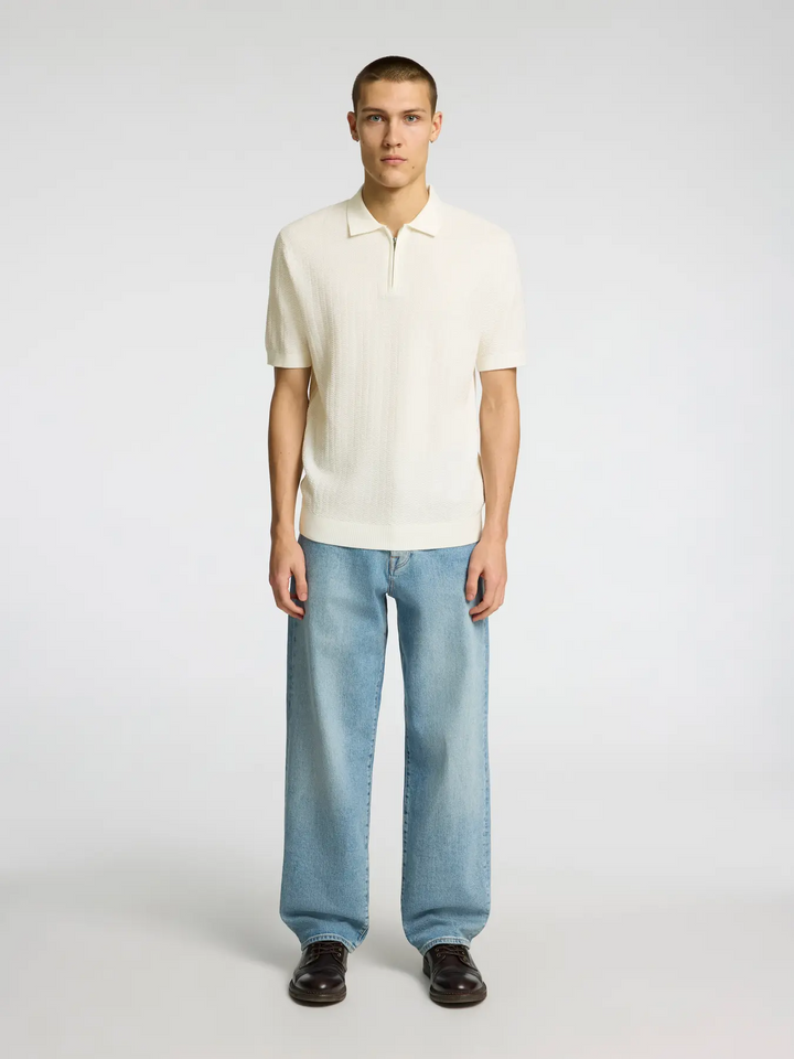 SLHCran SS Knit Structure 1/2Zip Polo