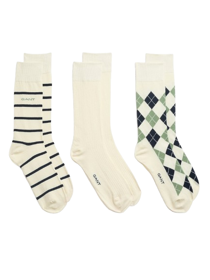 Argyle Stripe Socks 3-pack