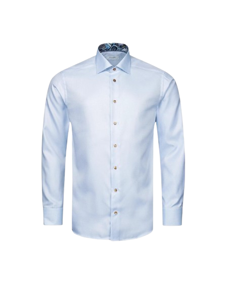 SLIM FIT  Light Blue Geometric Effect Textured Twill Shirt