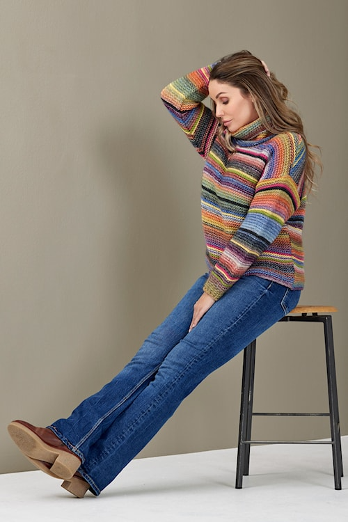 Multicolour roll-neck jumper