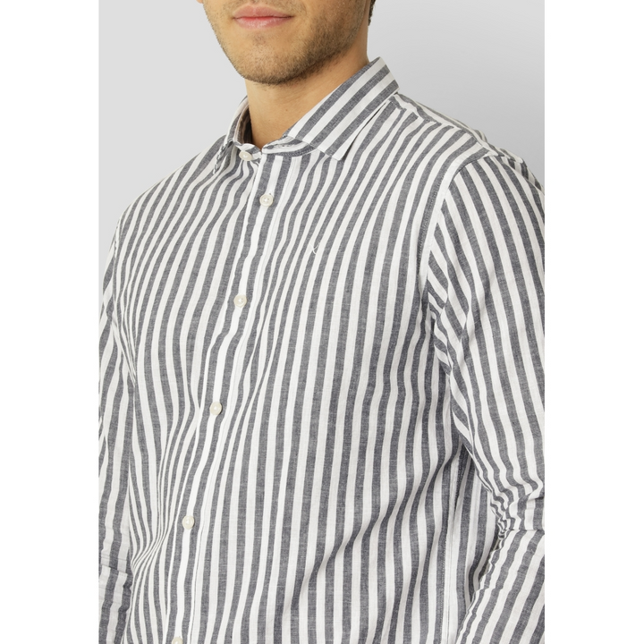 Jamie Cotton Linen Striped Shirt LS