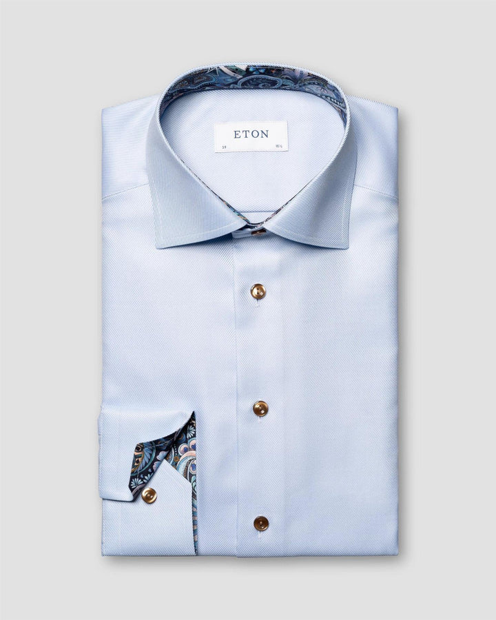 CONTEMPORARY Light Blue Geometric Effect Textured Twill Shirt