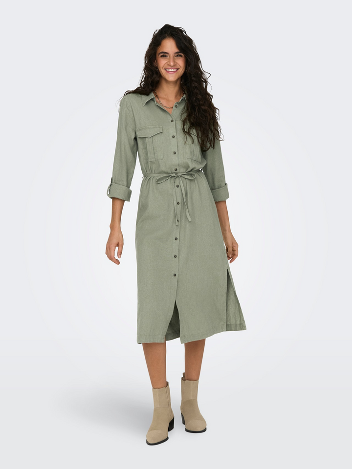 onlcaro linen shirt dress