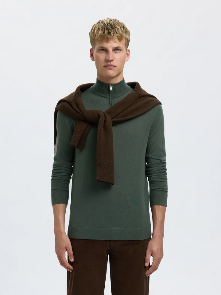 SLHTray Ls Knit merino half zip
