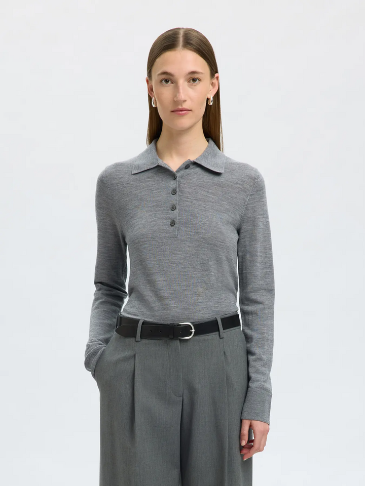 SLFTHEA LS KNIT MERINO COLLAR NECK NOOS