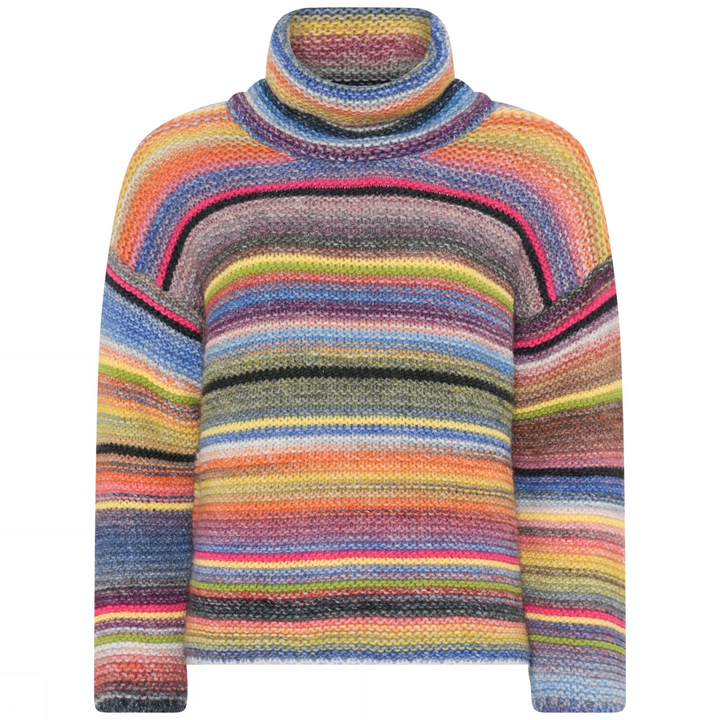 Multicolour roll-neck jumper