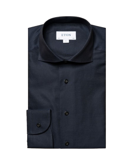 Contemporary Navy blue Striped Melange Signature Twill Shirt