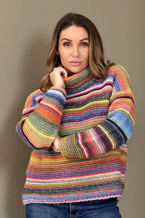 Multicolour roll-neck jumper