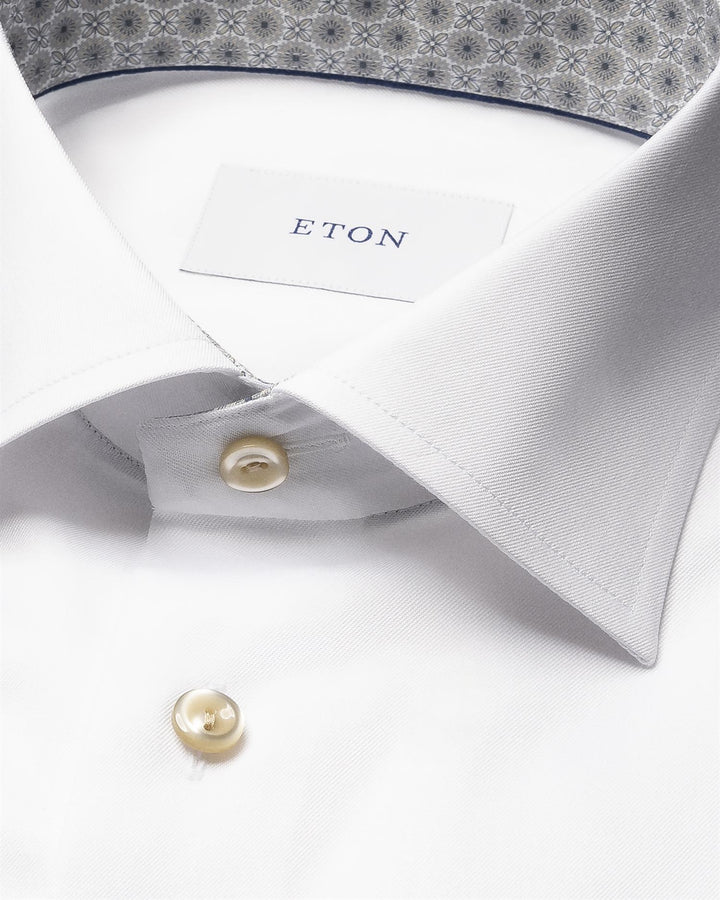 Contemporary Fit White Medallion Effect Signature Twill Shirt