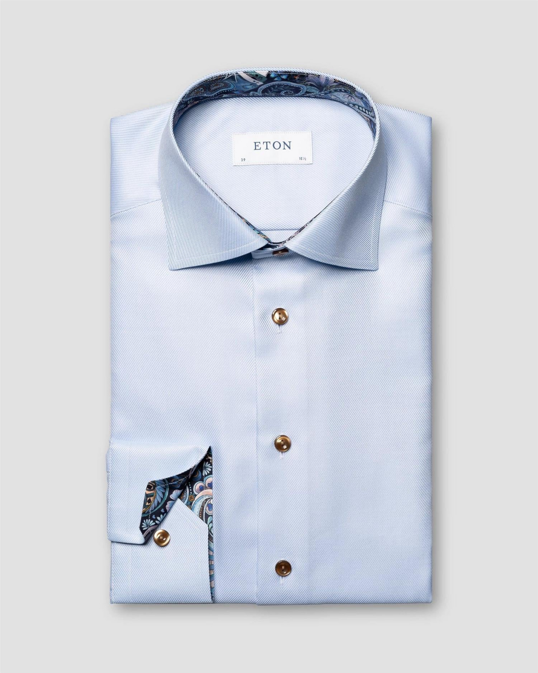 SLIM FIT  Light Blue Geometric Effect Textured Twill Shirt