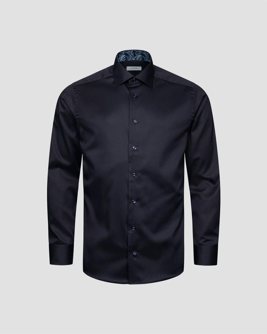 SLIM Navy Blue Floral Effect Signature Twill Shirt