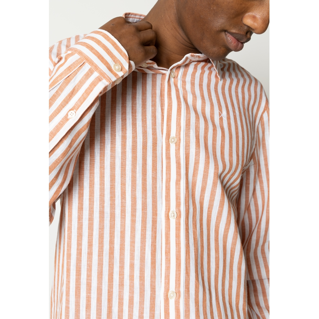 Jamie Cotton Linen Striped Shirt LS