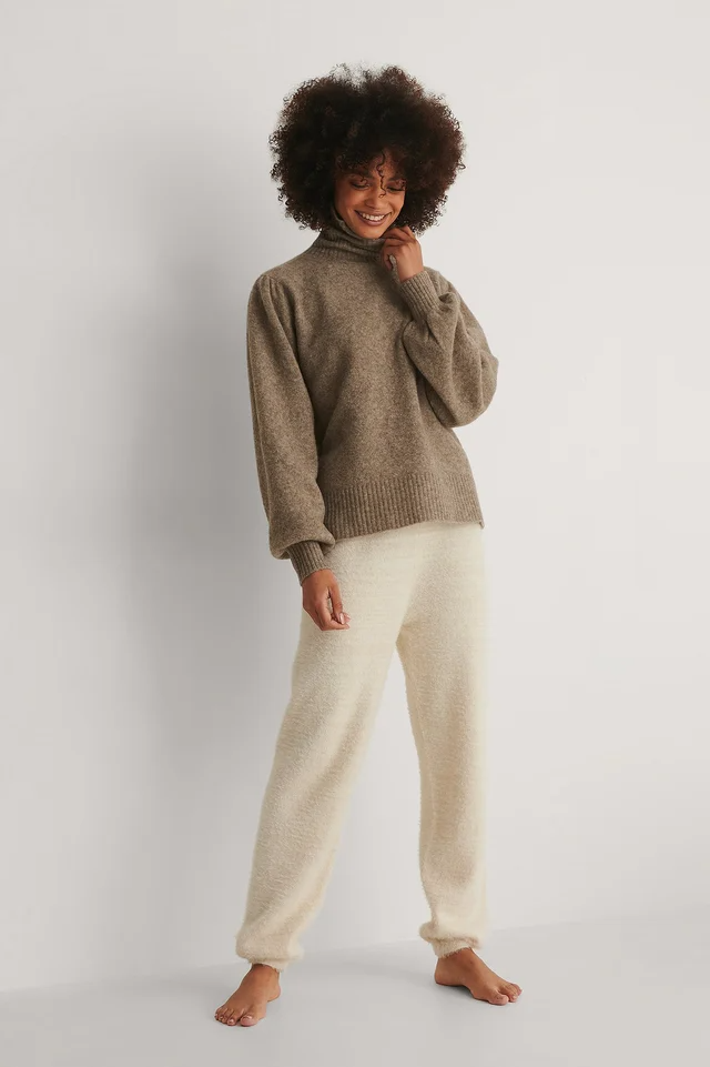 Wool Blend Knitted Polo Neck Sweater