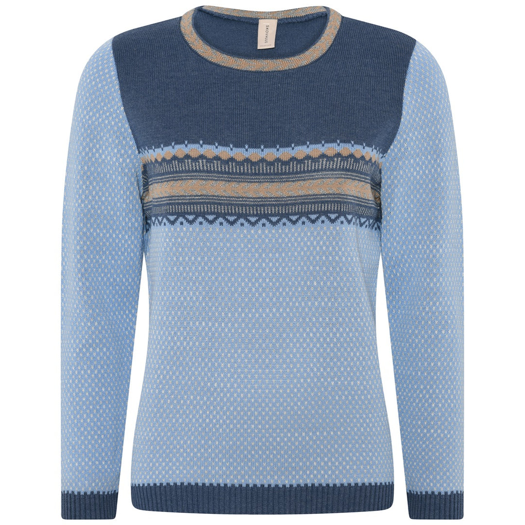 Jaquard knit O-neck pullover