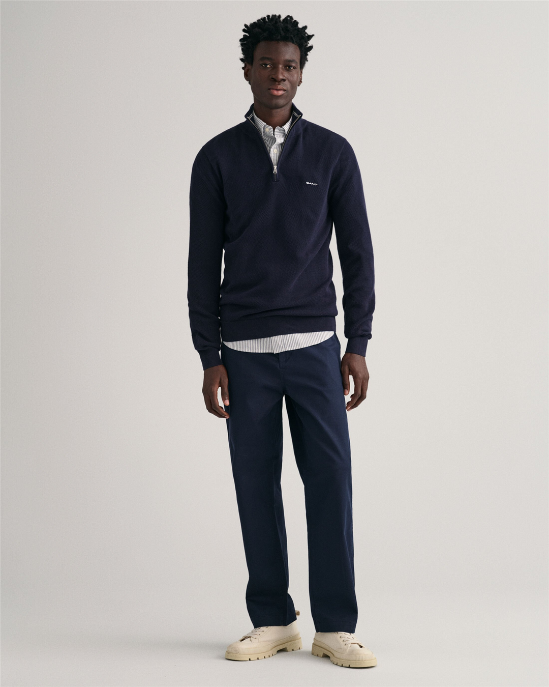 Cotton Pique Half-zip