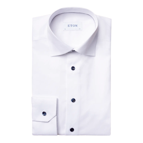White Twill Shirt – Dark Blue Details Shirt Contemporary Fit