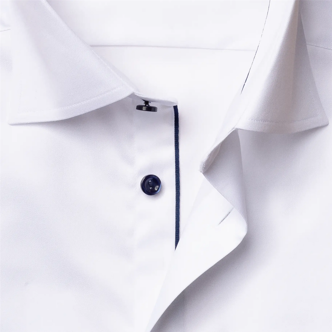 White Twill Shirt – Dark Blue Details Shirt Contemporary Fit